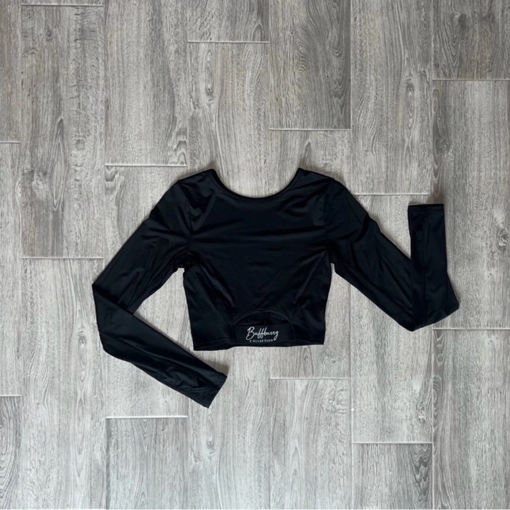 Black Long Sleeve Crop Top